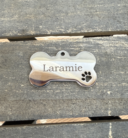 Personalized Stainless Steel Pet ID Tag - Custom Engraved Dog Tag - Made in USA