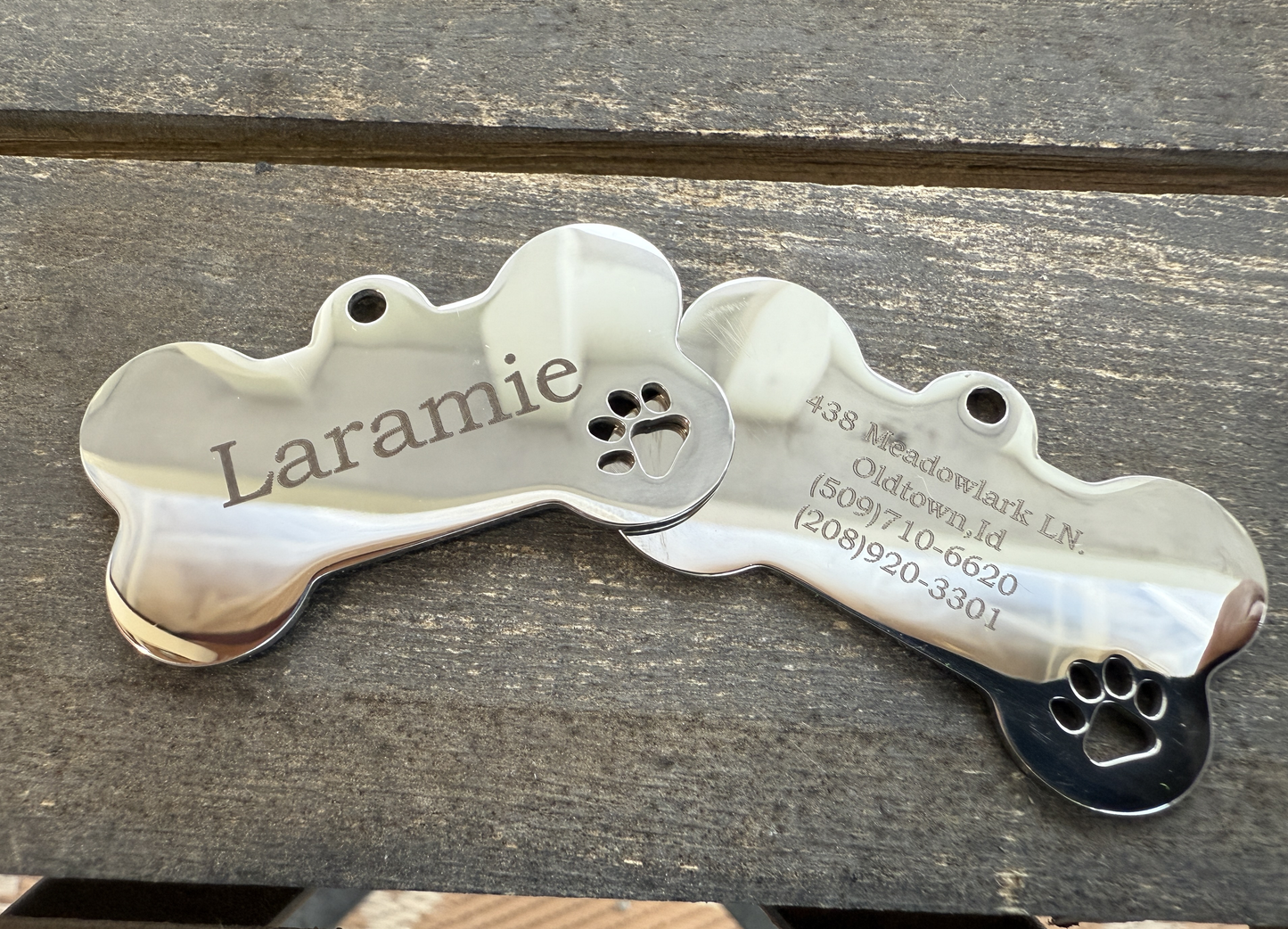 Personalized Stainless Steel Pet ID Tag - Custom Engraved Dog Tag - Made in USA